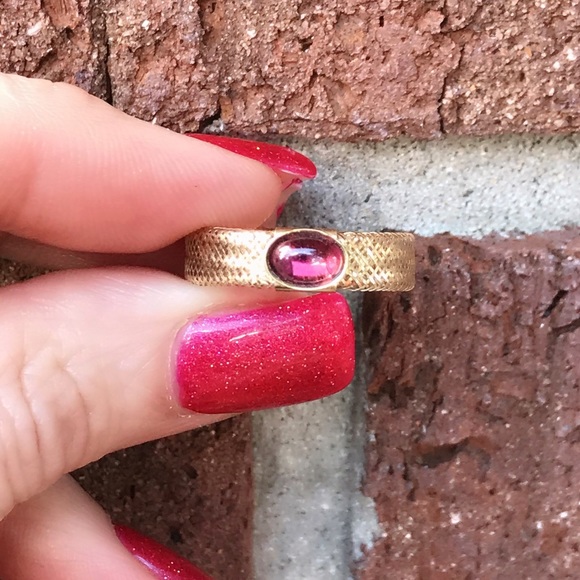 14k Gold Unique Designer Amethyst (?) Mesh Ring - Picture 7 of 8